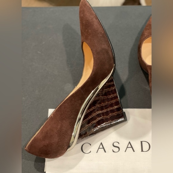 CASADEI Suede and Reptile Print Wedges - Picture 2 of 5
